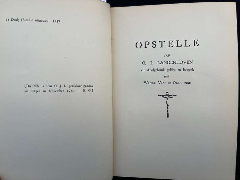C.J. LANGENHOVEN Versamelde werke. 1937. Volumes 1-14