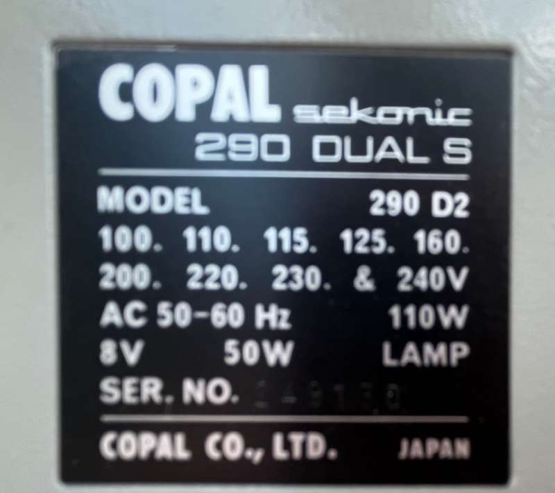 COPAL SEKONIC FILM PROJECTOR, 290 DUAL S.