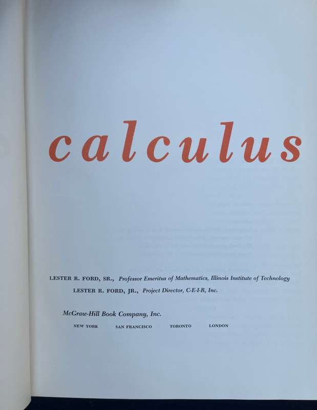 CALCULUS. LESTER R. FORD
