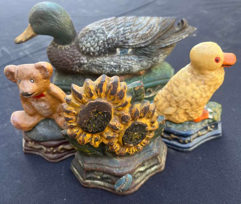 Vintage, Cast iron, Door stops. (one by WREGHT STUDIOS)
