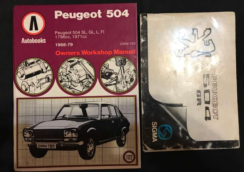 PEUGEOT 504 Auto Books workshop manual and Owner's manual.
