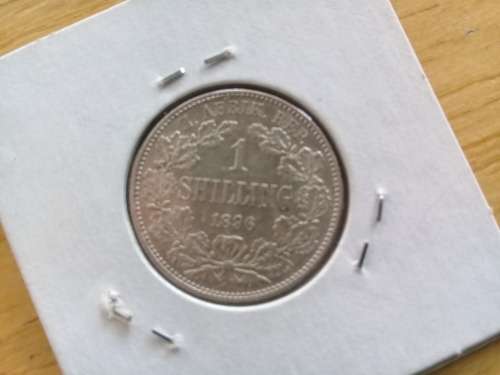R1896 0ne shilling in EF+ grade Key date in high grades. Herns value R15,000 Secondhand