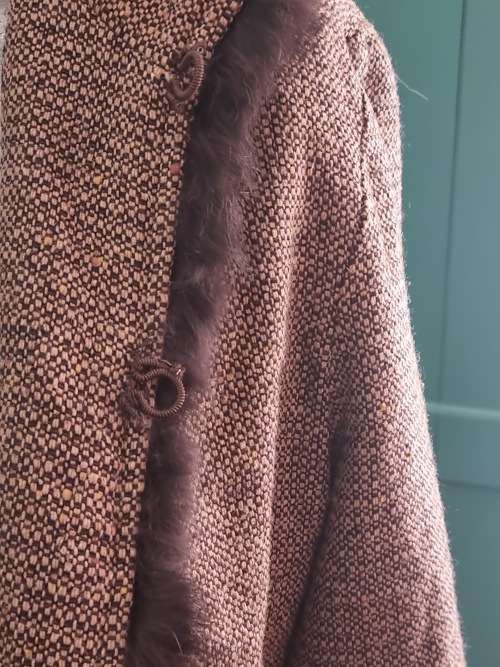 maje Paris Brown Tweed Jacket with fur detail