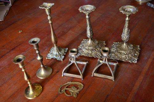 Various Brass Candle Stick Holders