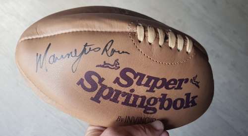 Mannetjies Roux  Signed Super Springbok Leather Rugby Balls