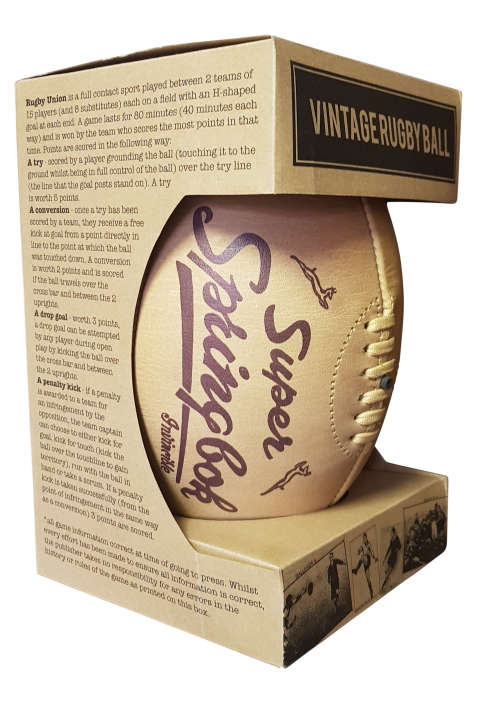 Super Springbok Leather Rugby Ball Size 5 With Display Box