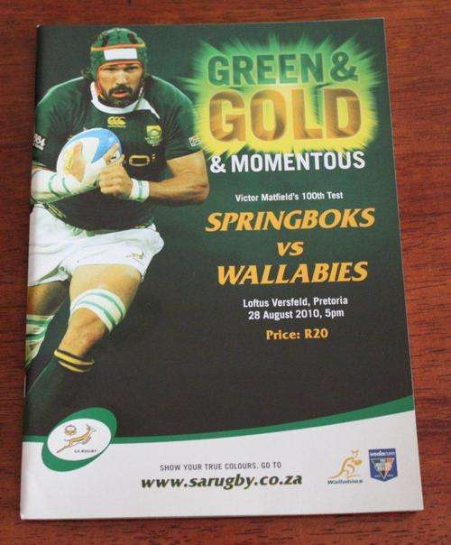 Springboks VS wallabies 28 -08 -2010 , Victor's 100th TEST