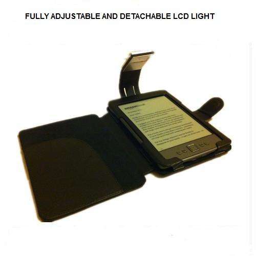 BLACK LEATHER CASE COVER WITH LIGHT FOR KINDLE 4,NEW.FREE SHIPPING.