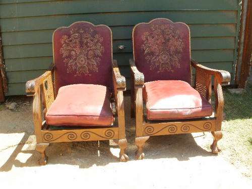 SET X2 OCCASIONAL IMBUIA BALL & CLAW CHAIRS
