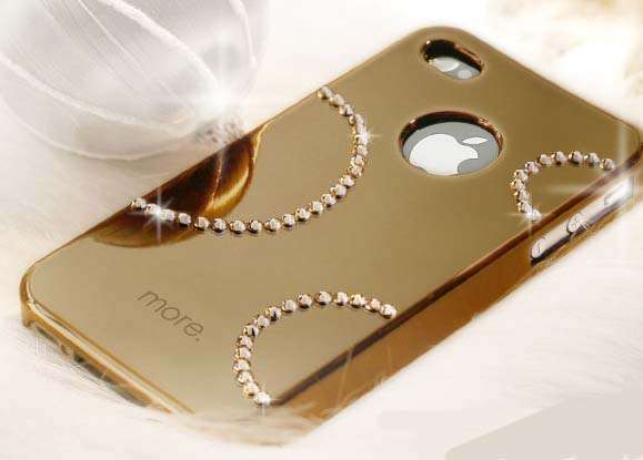 Cellphone Cover Case With Crystal For Iphone 4 Iphone 4S Gold