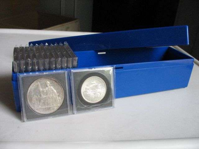 36 High Quality Coin Holders In Blue Box / Coin Capsules with EVA Rings