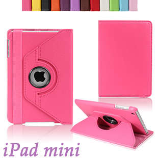 Tablet Case Cover Stand For Apple IPad Mini Rotates 360 Degrees Rose Pink