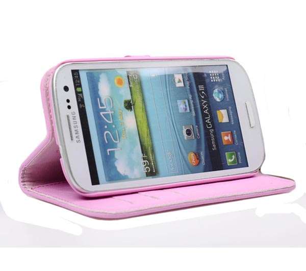 Wallet Style Leather Cellphone Case Cellphone Cover For Samsung Galaxy S3 SIII I9300 Pink
