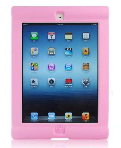 Pink Anti-shock Silicon Case For Ipad 2 Ipad 3 Ipad 4 The New Ipad Cover