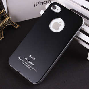 Metal Coated Cellphone Case For Apple Iphone 4 / 4s Cellphone Cover - Black