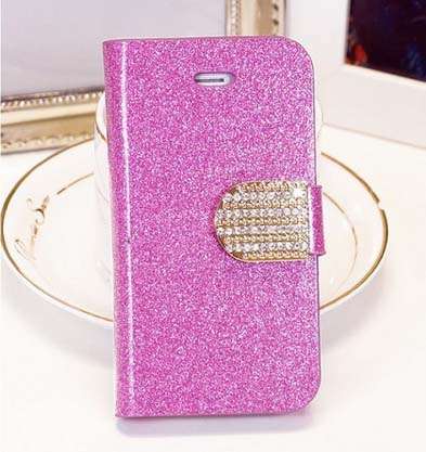 Shiny Cellphone Case Cellphone Cover With Card Sleeve For Apple Iphone 4 / 4s - Light Purple