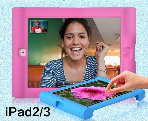 Anti-shock Silicon Case For Ipad 2 Ipad 3 Ipad 4 The New Ipad Cover - Pink