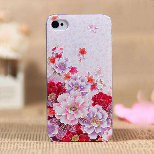 Beautiful 3D Embossed Flower Cellphone Cover Case For Iphone 4/4s