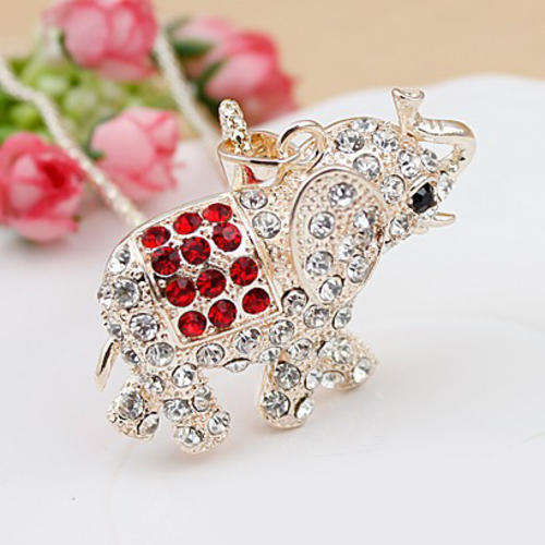 Cute Elephant Pendant With Crystal Long Necklace Fashion jewellery Sweater Chain