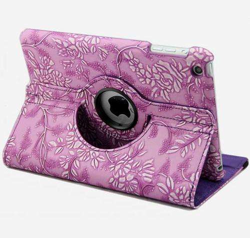 Light Purple Flower Pattern Smart Cover Tablet Case For Apple Ipad Mini