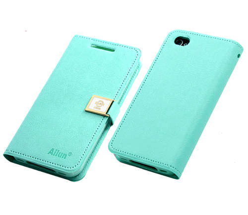 Wallet Style Cellphone Case With Strap For Apple Iphone 4 / 4s Cellphone Cover - Mint Green