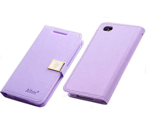Wallet Style Cellphone Case With Strap For Apple Iphone 5/5S Cellphone Cover - Light Purple