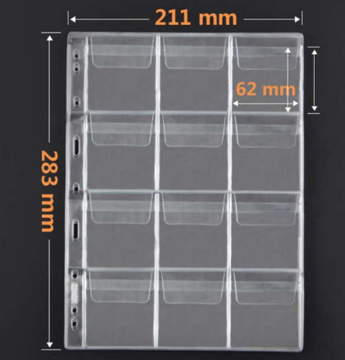 Special--8 x Universal Coin Album Page --A4 12 Pocket Page