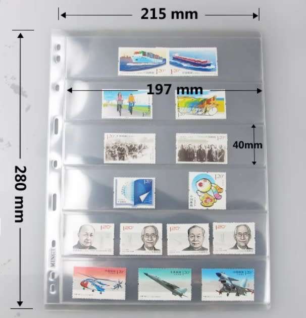 10 x Stamp Banknote Sleeve Coins Notes Accessories A4 Clear 6 Pocket Album Binder Page