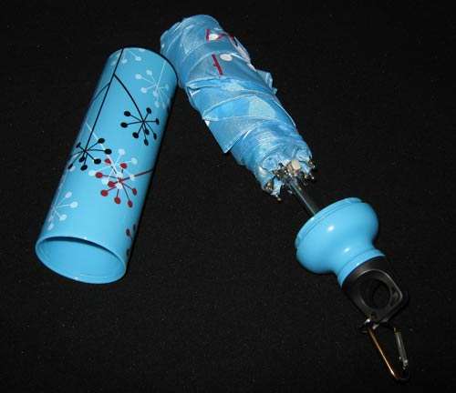 Blue Stylish Compact Umbrella in Waterproof Container