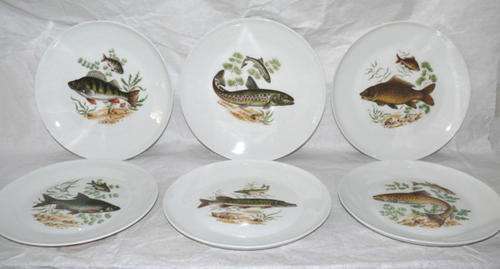6 PLATES WITH DIFFERENT PATTERN OF FISHES OF ENGLAND