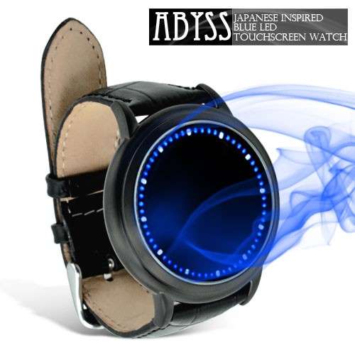 Fashionable Blue LED Digital Touchscreen Watch with Soft Leather Strap