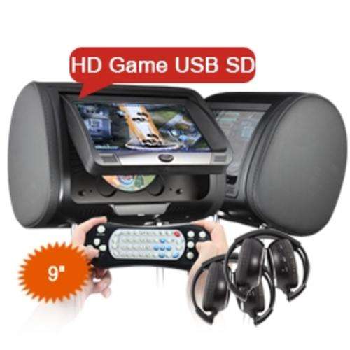 2 pcs 9" HD Car Headrest DVD Player with 2 x IR Headphones