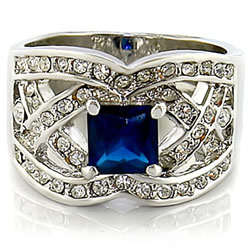~~Perfection !~Ladies designer cz & Princess cut Sappire Ring