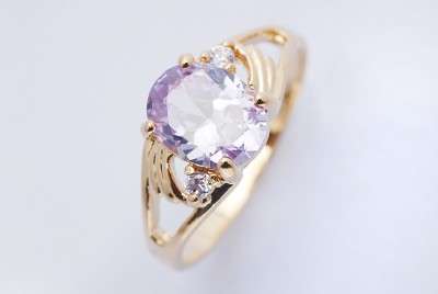Sparkling 10K yellow gold filled Amethyst ring size 7.5