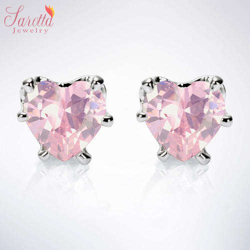 Heart cut pink Sapphire stud earrings
