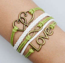 Infinity heart love antique bronze cute friendship charm bracelet