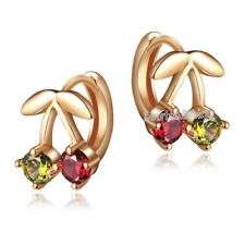 18k Gold filled swarovski crystal emerald ruby cubic zirconia cherry earrings