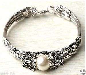 Tibet silver butterfly pearl bracelet