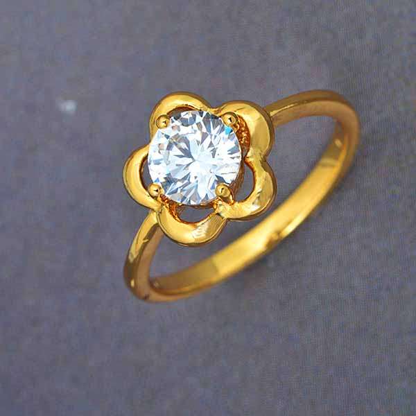 Brilliant 9k yellow gold filled cubic zirconia flower ring size 8