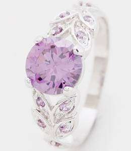 Pretty 10k white gold filled amethyst ring size 7.5