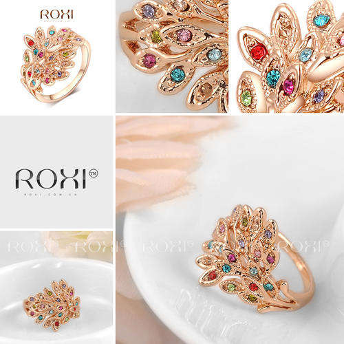 Rose gold plated austrian crystal ring size 8
