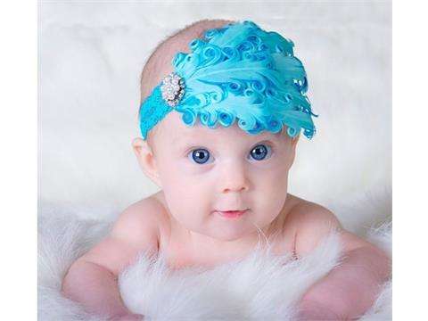 Blue feather headband