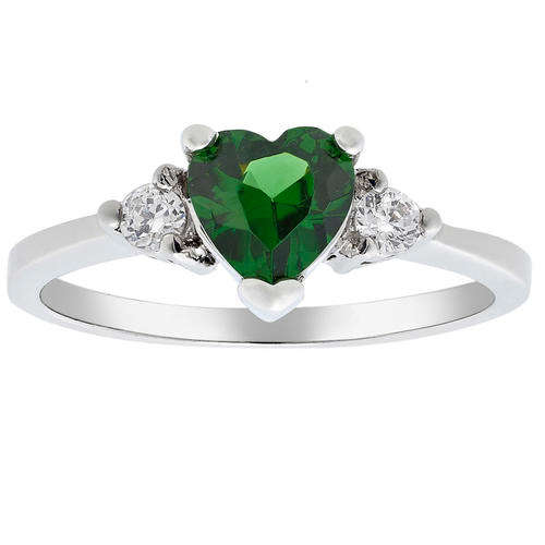 Heart cut emerald & topaz ring size 8