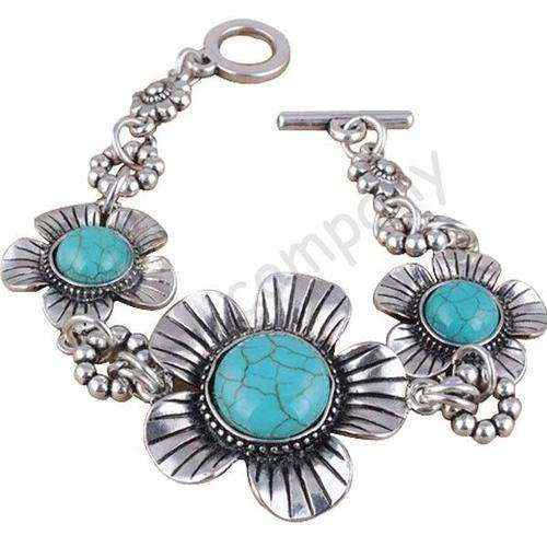 Tibet silver turquoise flower bracelet