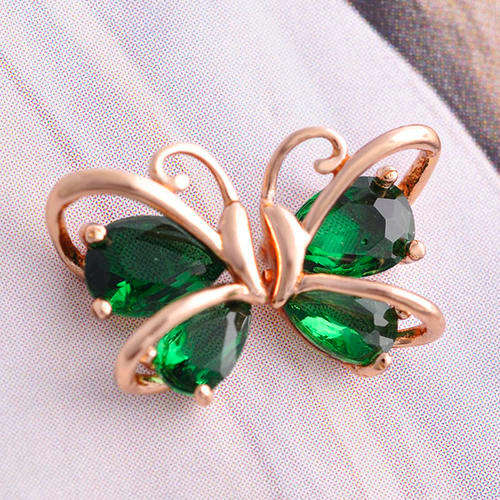 Rose gold filled emerald butterfly earrings