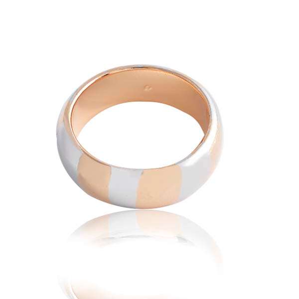 Gold filled 2 tone rose/white band ring size 7