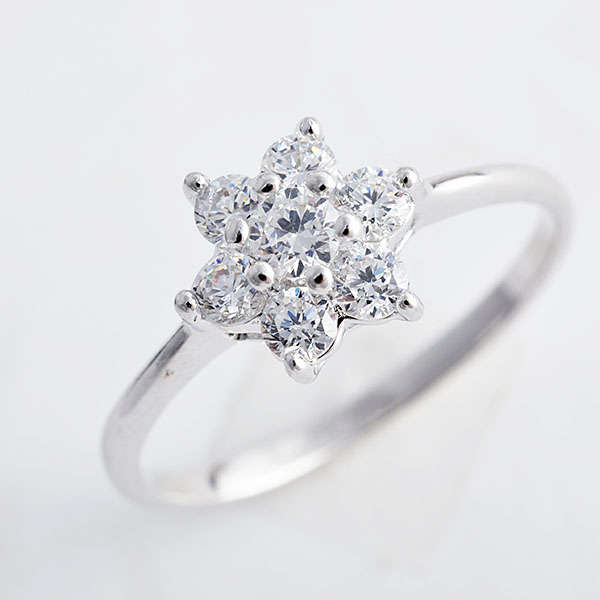White gold filled flower ring size 7