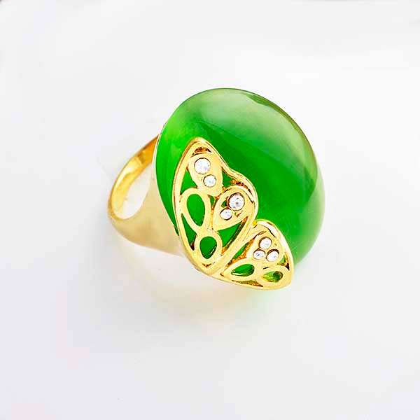 Deluxe gold filled opal & cubic zirconia ring size 7