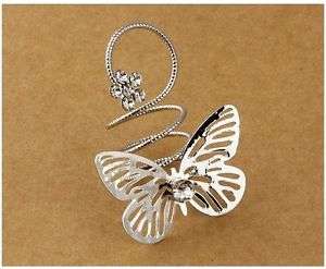 Crystal flower butterfly spiral ring size 7