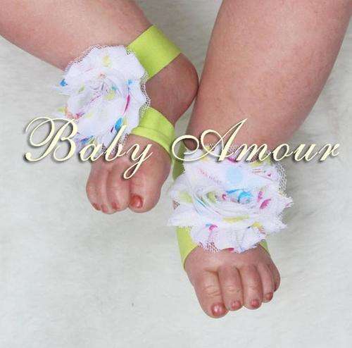 Cute infant barefoot flower sandals
